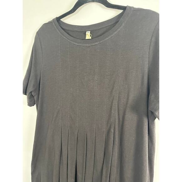 NWT Uncle Frank Medium Tucked Knit Midi Black Dress 100% Cotton Pockets - Picture 3 of 12